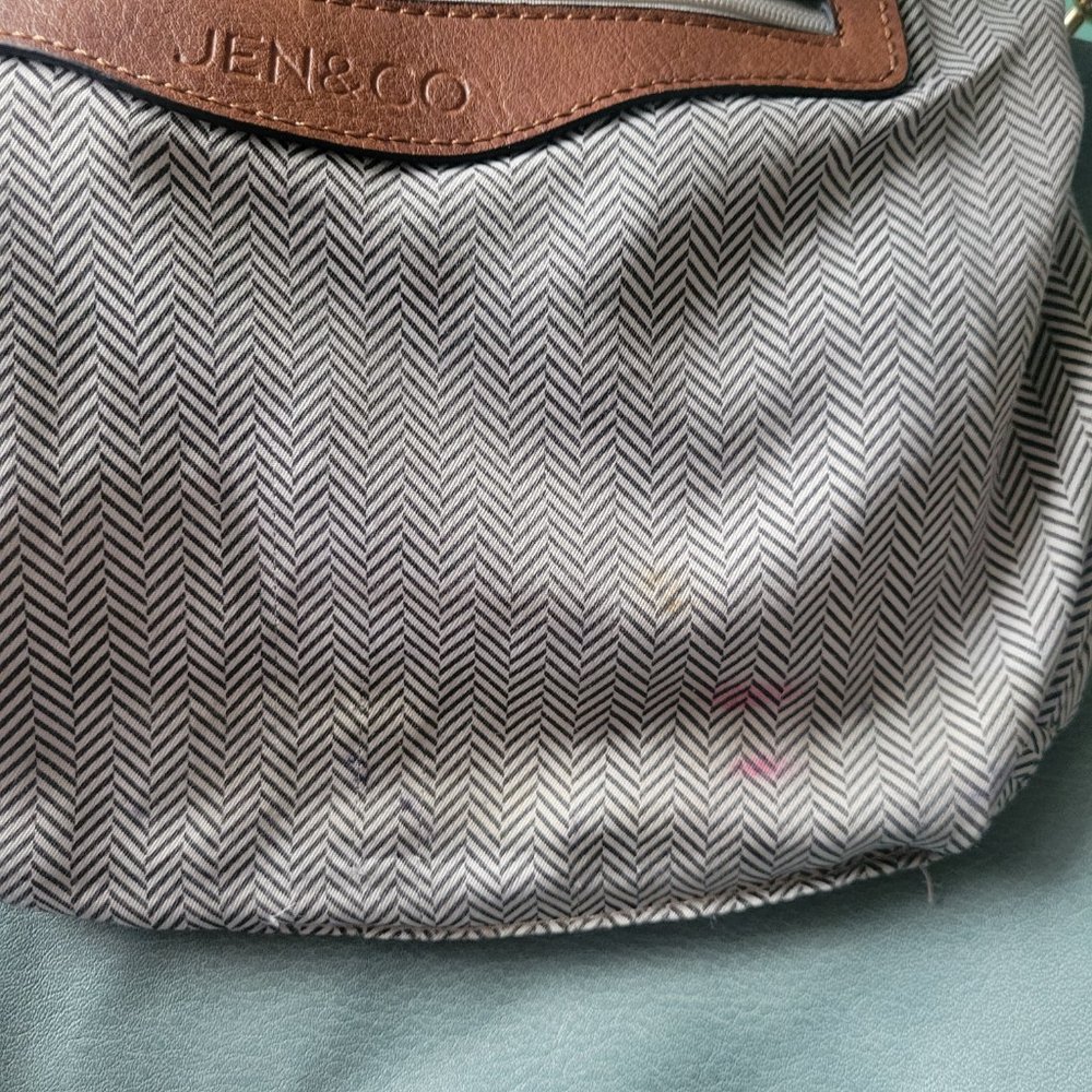 Jen & Co Vegan Shoulder Bag Blue Gray Adjustable & Removeable Strap - Picture 5 of 11